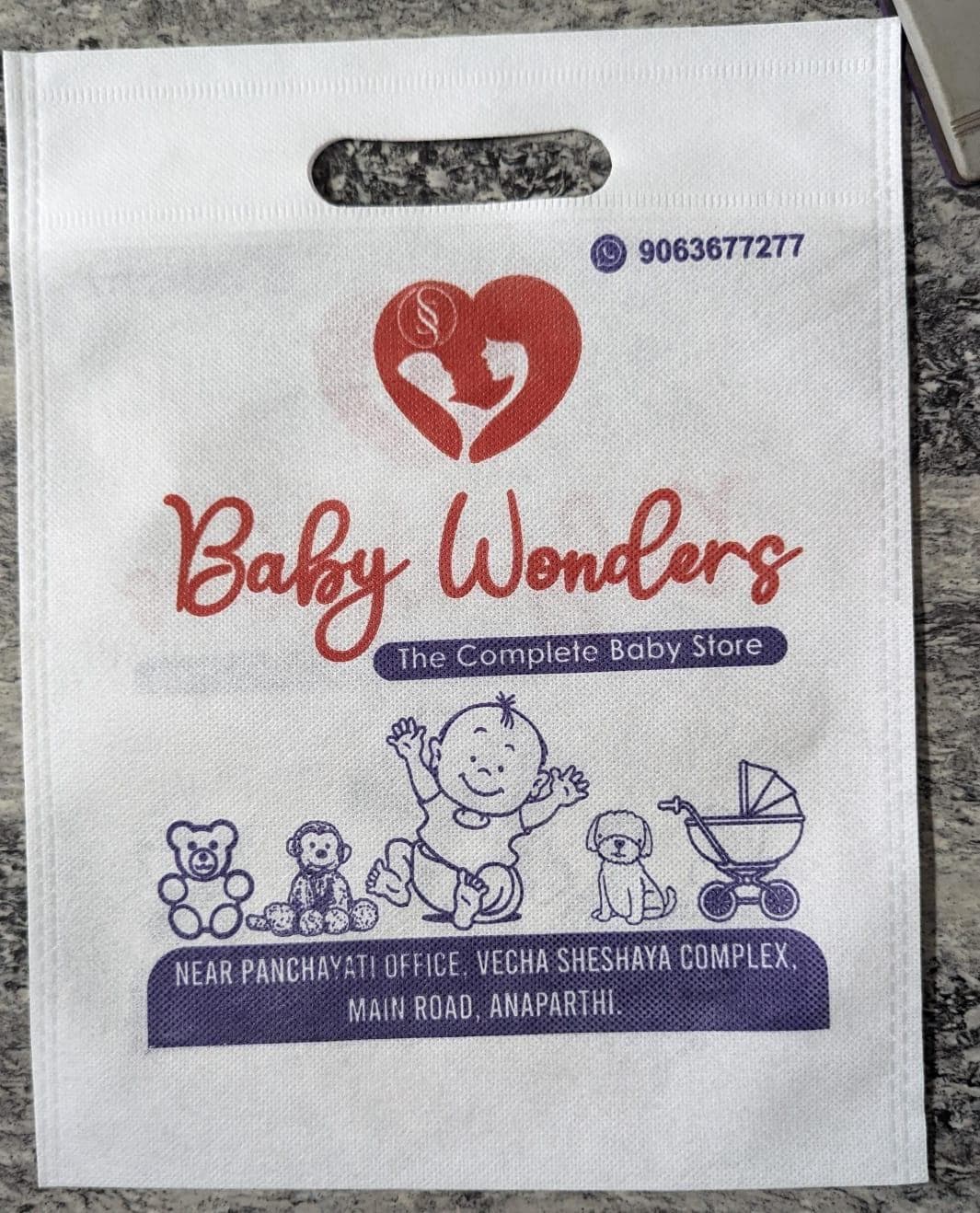 Non-woven D-cut bag for Baby Wonders — the complete baby store, Anaparthi